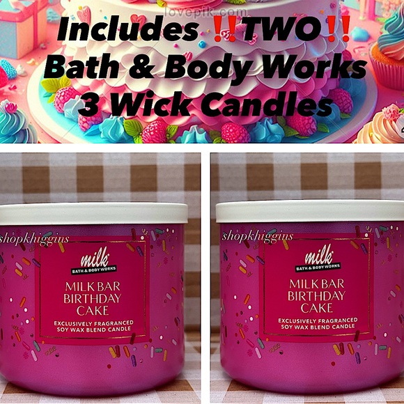 Bath & Body Works Other - NEW(2)B&BW Milk Bar Birthday Cake 3 wick soy wax blend candles limited edition